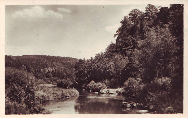Blíže neurčené místo u Stříbra na poválečné pohlednici, cca 1953 Blíže neurčené místo u Stříbra na poválečné pohlednici, cca 1953