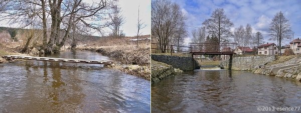 domorodá lávka a vodočet v Cikánce